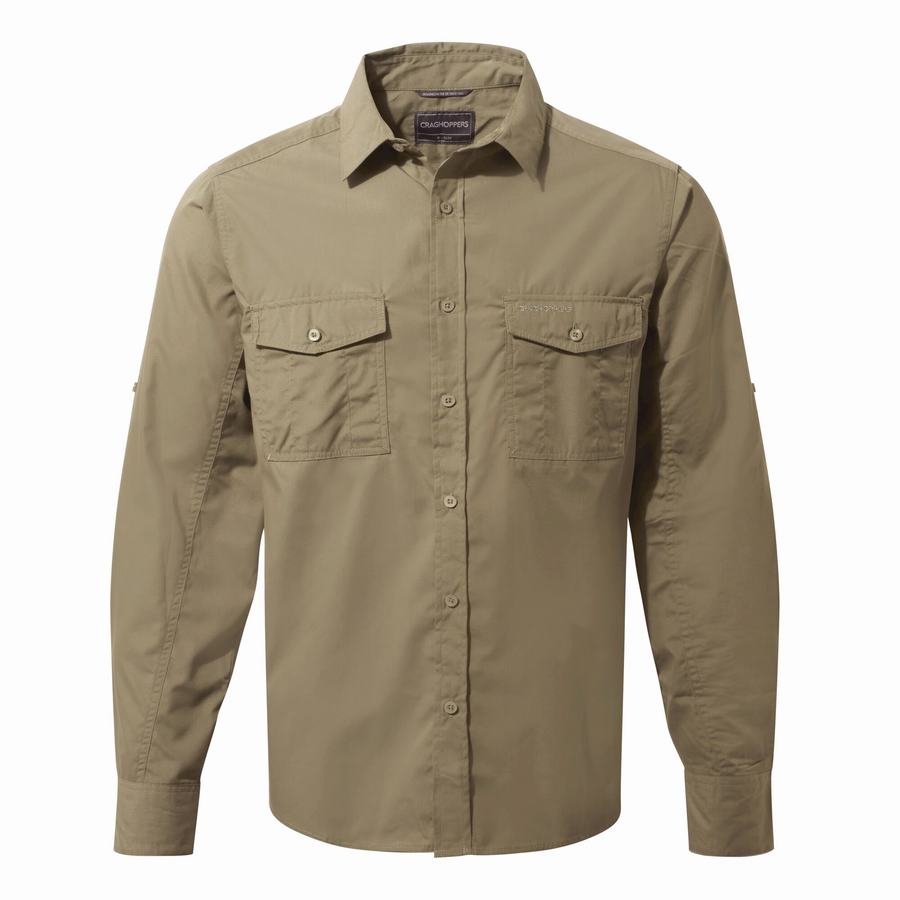 Craghoppers Kiwi Long Sleeved Miesten Paidat Tummankhaki | SLQ9765NJ