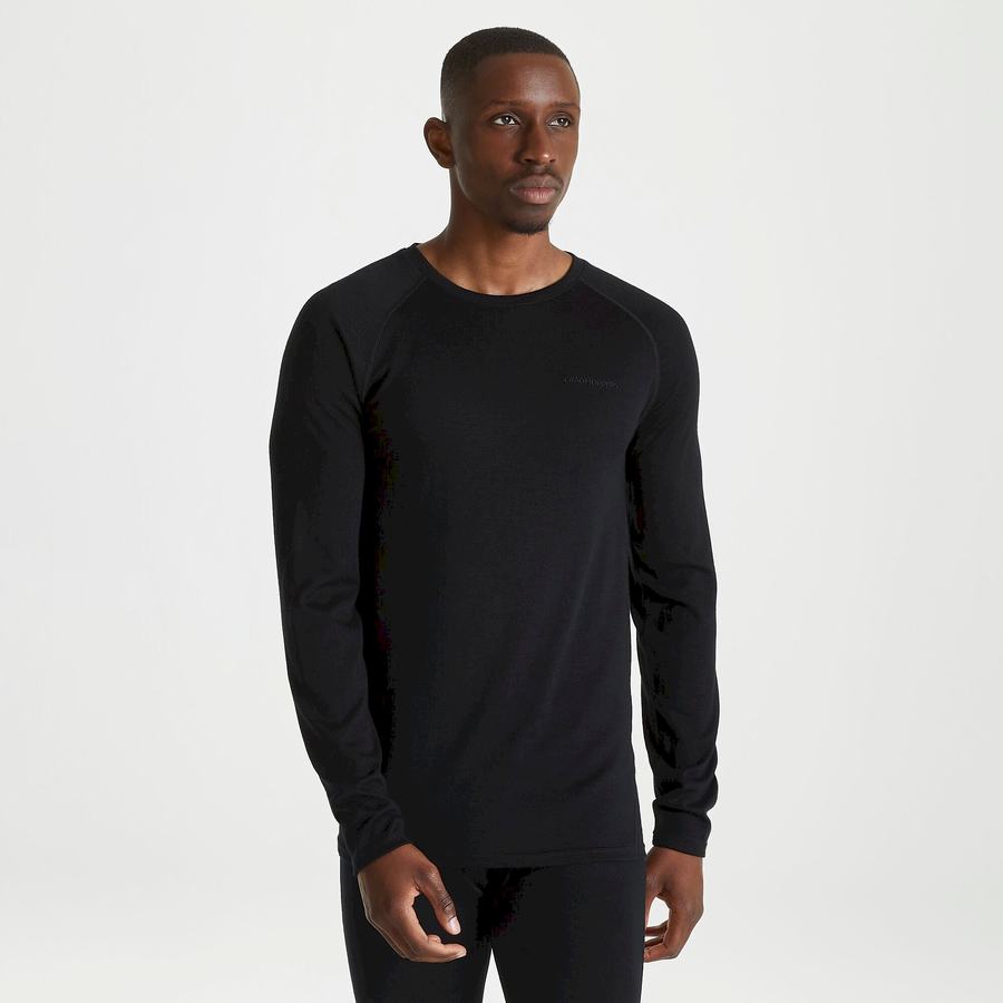 Craghoppers Merino Crew Neck Long Sleeved Baselayer II Miesten T-paidat Mustat | IEM7321DB