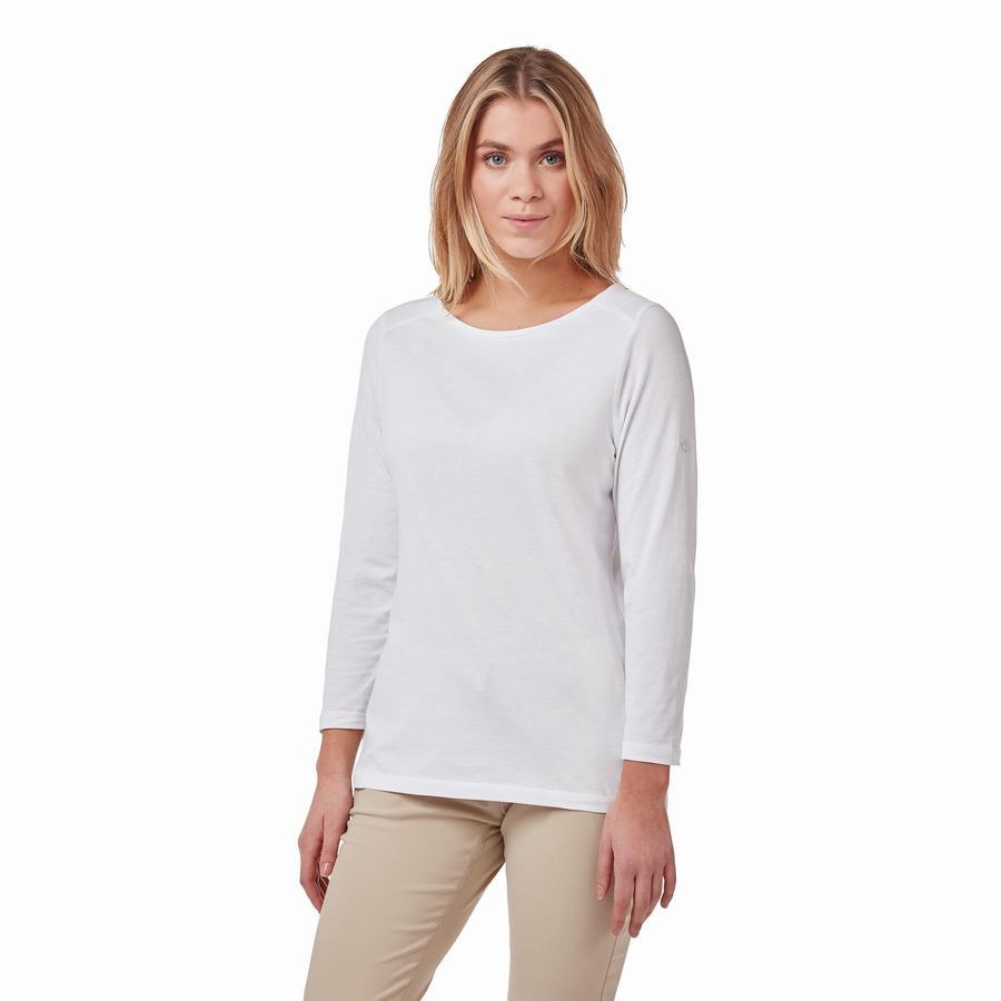 Craghoppers Blanca 3/4 Sleeved Top Naisten T-paidat Valkoinen | CGP2612YJ