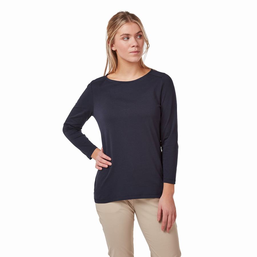 Craghoppers Blanca 3/4 Sleeved Top Naisten T-paidat Sininen Laivastonsininen | FMO4799QW