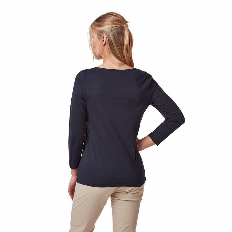 Craghoppers Blanca 3/4 Sleeved Top Naisten T-paidat Sininen Laivastonsininen | FMO4799QW