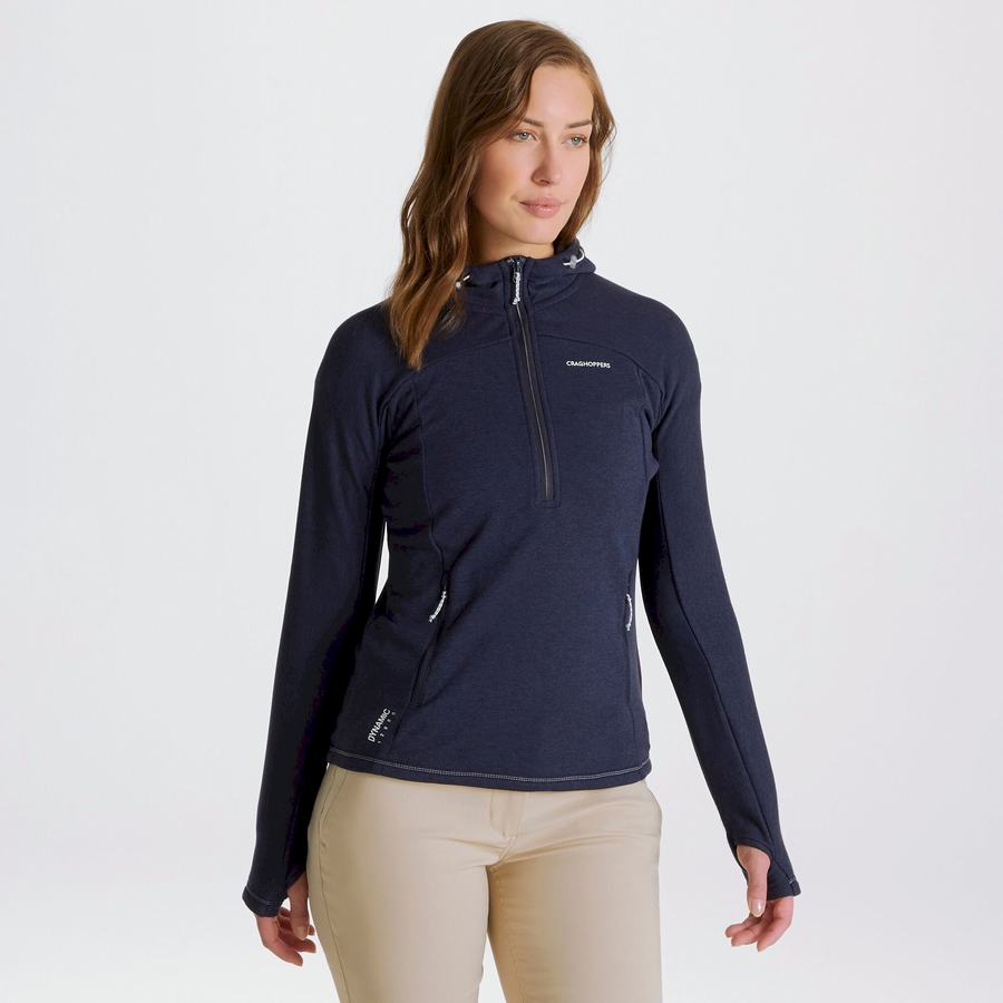 Craghoppers Dynamic Hupullinen Half Zip Naisten T-paidat Sininen Laivastonsininen | MDN2592EL