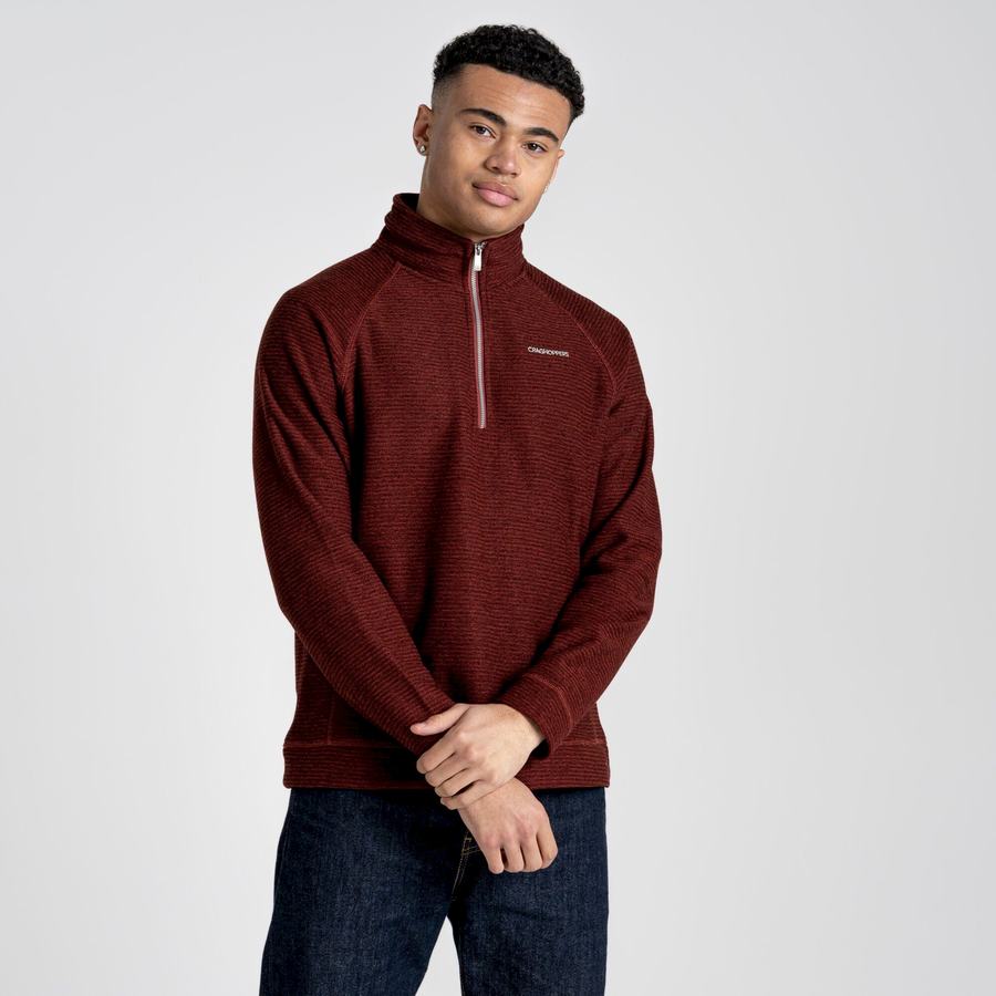 Craghoppers Elton Half Zip Miesten Neulepusero Tummanpunainen | MGS8960SL