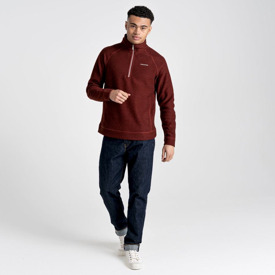 Craghoppers Elton Half Zip Miesten Neulepusero Tummanpunainen | MGS8960SL