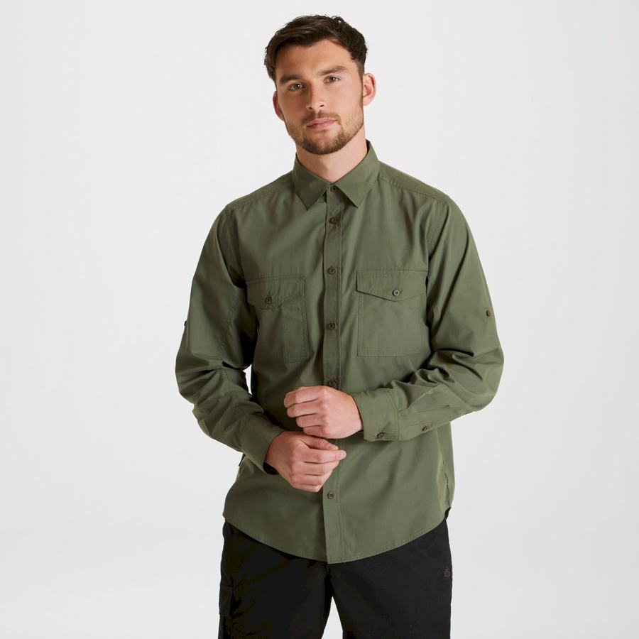 Craghoppers Expert Kiwi Long Sleeved Miesten Paidat Tummanvihreä | OPK7662DY