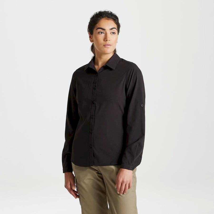 Craghoppers Expert Kiwi Long Sleeved Naisten Paidat Mustat | AHK8083AT