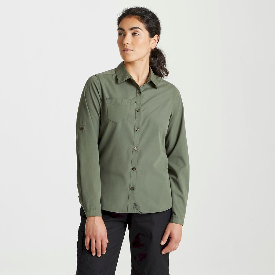 Craghoppers Expert Kiwi Long Sleeved Naisten Paidat Tummanvihreä | TFR4523ME