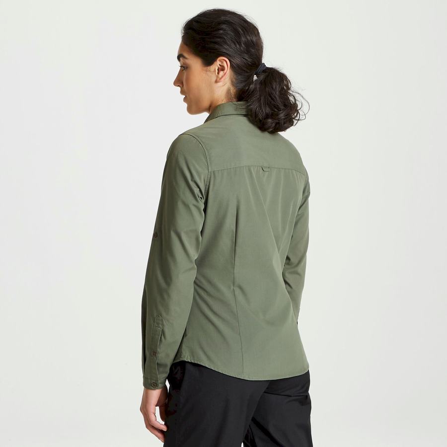 Craghoppers Expert Kiwi Long Sleeved Naisten Paidat Tummanvihreä | TFR4523ME