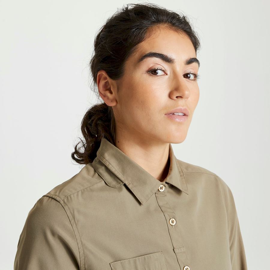 Craghoppers Expert Kiwi Long Sleeved Naisten Paidat Khaki | UTG4132SC