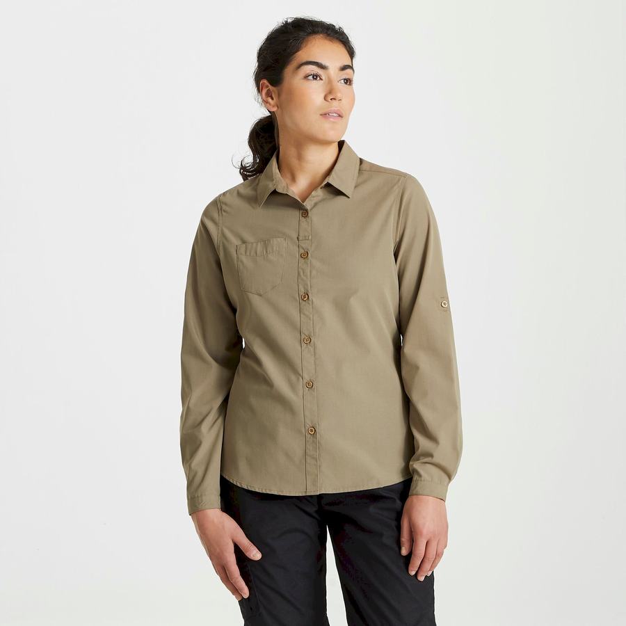 Craghoppers Expert Kiwi Long Sleeved Naisten Paidat Khaki | UTG4132SC