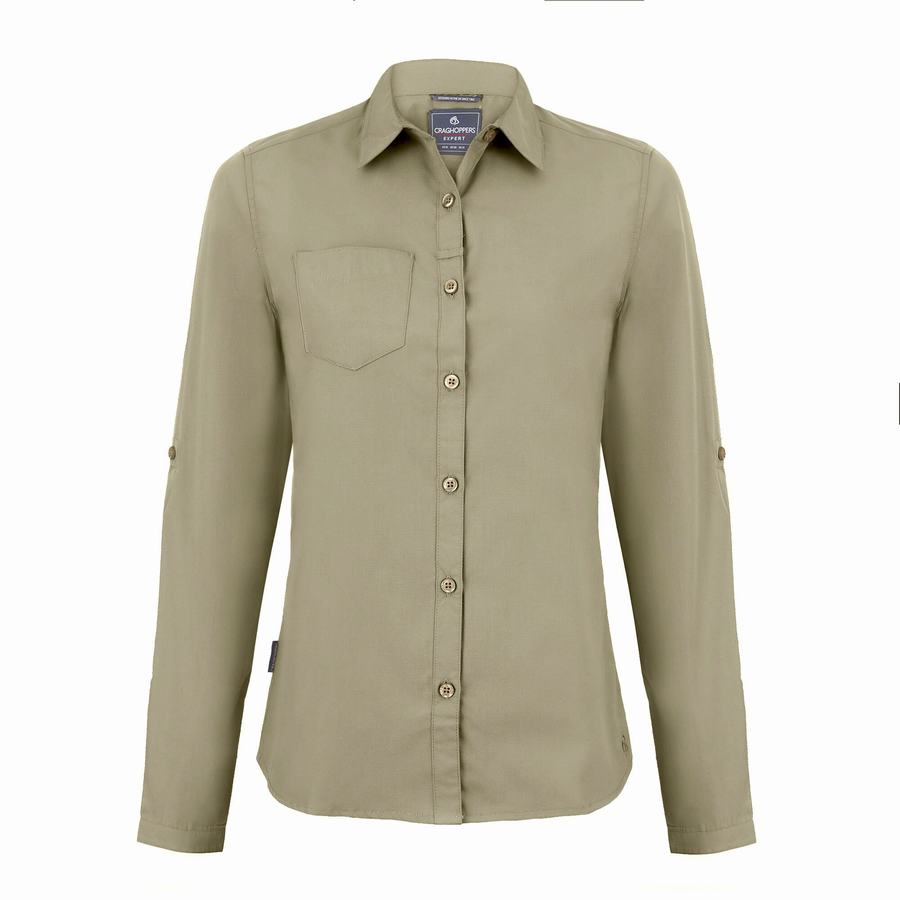 Craghoppers Expert Kiwi Long Sleeved Naisten Paidat Khaki | UTG4132SC