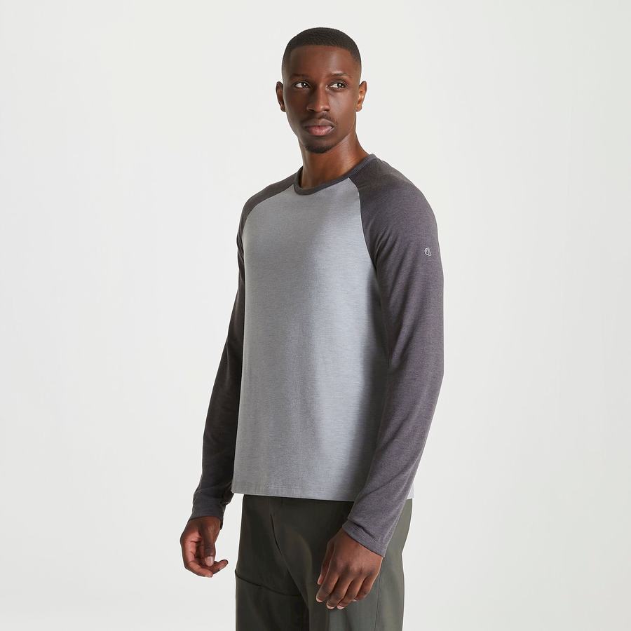 Craghoppers First Layer Long-Sleeved Miesten T-paidat Harmaat Mustat | MWR187EL