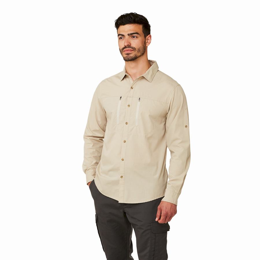 Craghoppers Kiwi Boulder Long-Sleeved Miesten Paidat Beige | CXD550RG