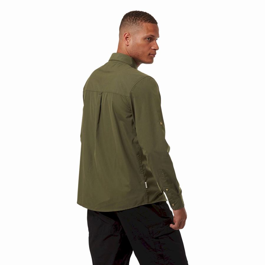 Craghoppers Kiwi Boulder Long Sleeved Miesten Paidat Tummankhaki | GBU2653AK