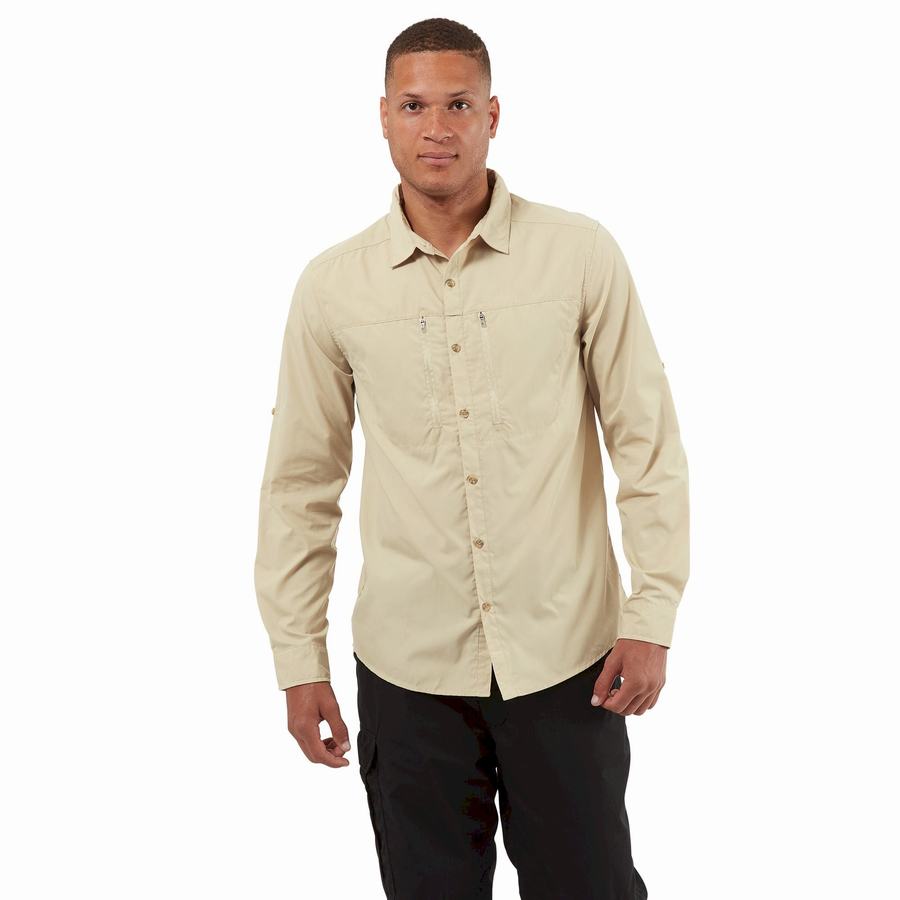 Craghoppers Kiwi Boulder Long Sleeved Miesten Paidat Beige | VFQ5112QX