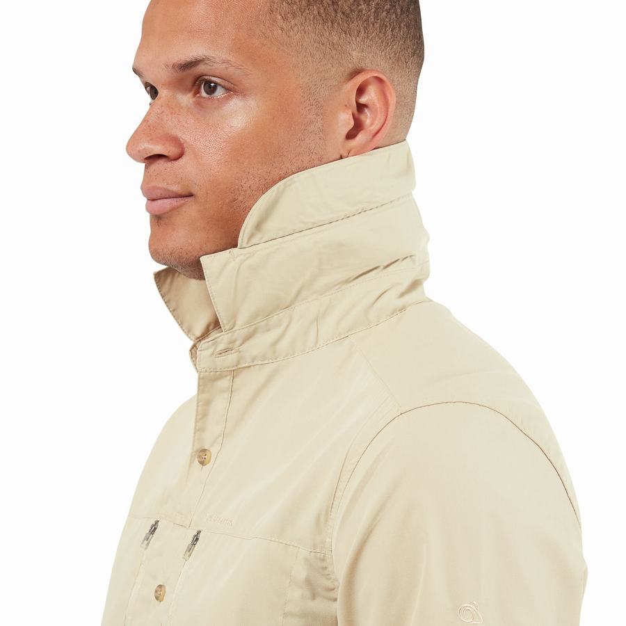 Craghoppers Kiwi Boulder Long Sleeved Miesten Paidat Beige | VFQ5112QX