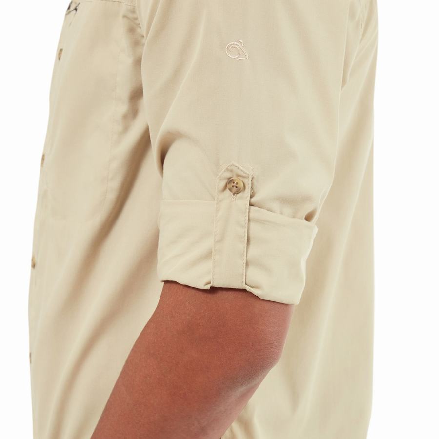 Craghoppers Kiwi Boulder Long Sleeved Miesten Paidat Beige | VFQ5112QX