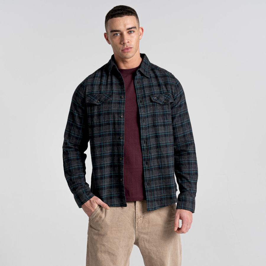 Craghoppers Kiwi IV Long Sleeved Check Miesten Paidat Mustat | OYE5188CO