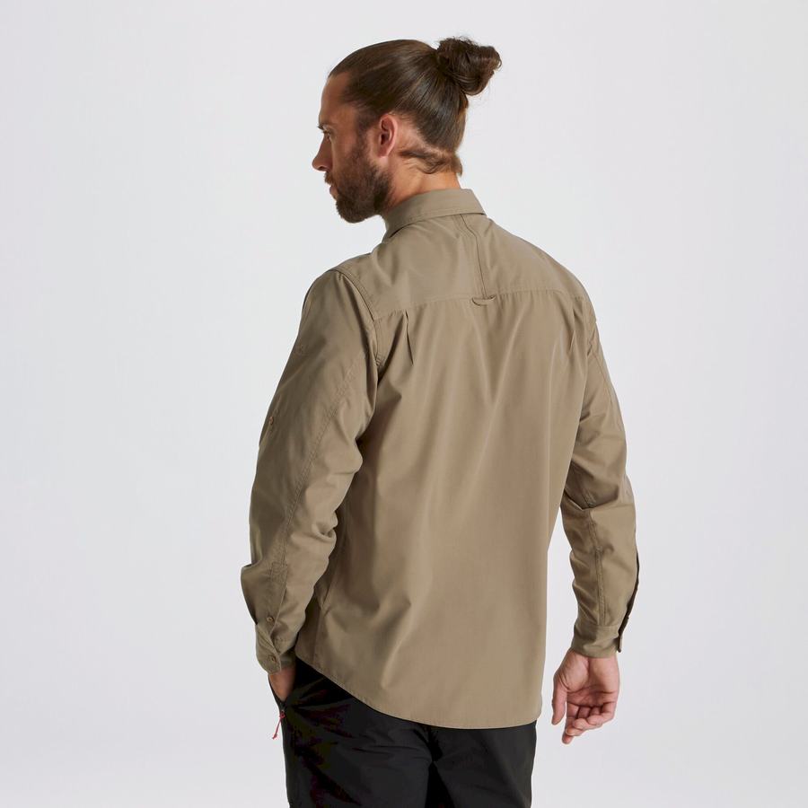 Craghoppers Kiwi Long Sleeved Miesten Paidat Tummankhaki | SLQ9765NJ