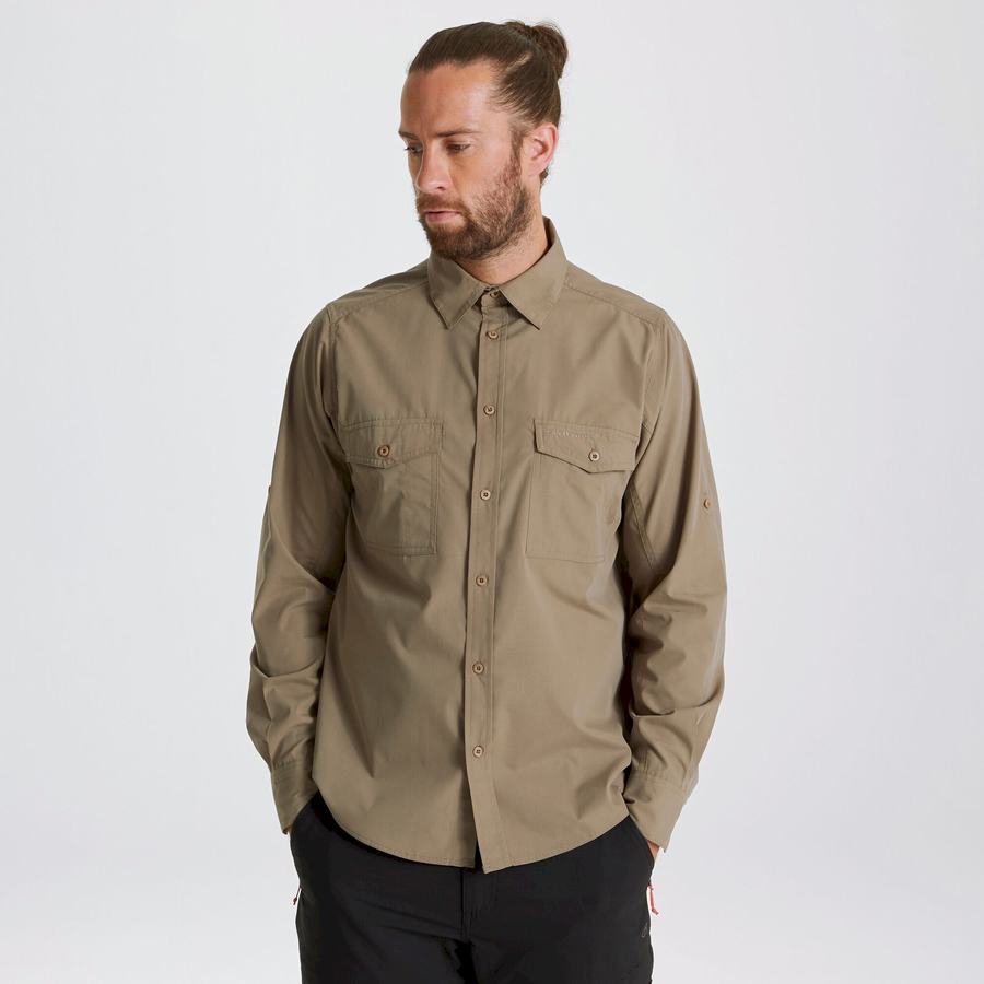 Craghoppers Kiwi Long Sleeved Miesten Paidat Tummankhaki | SLQ9765NJ