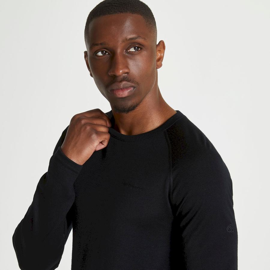 Craghoppers Merino Crew Neck Long Sleeved Baselayer II Miesten T-paidat Mustat | IEM7321DB