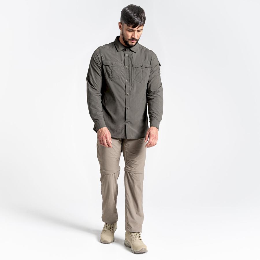 Craghoppers NosiLife Adventure II Long Sleeved Miesten Paidat Tummankhaki | YRH9264AD