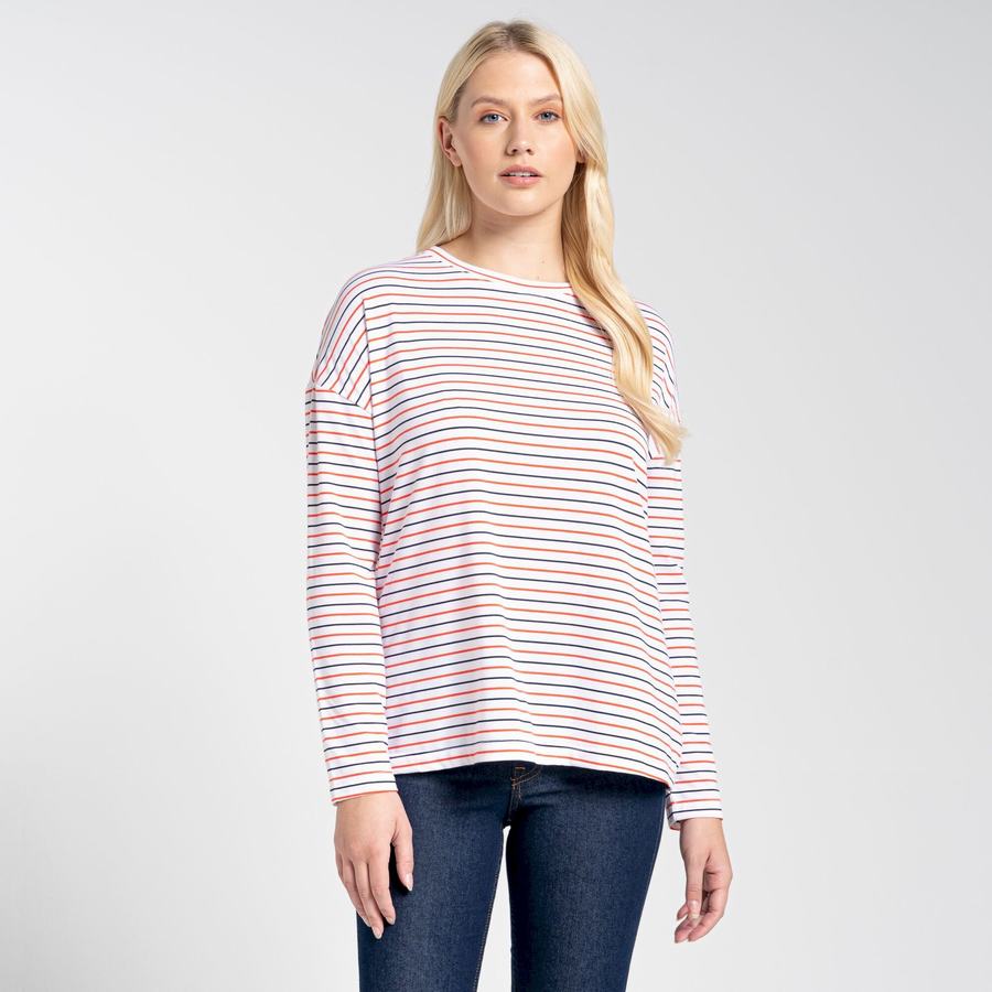 Craghoppers NosiLife Cora Long Sleeved Naisten T-paidat Sininen Laivastonsininen Oranssi | PAD6758BL