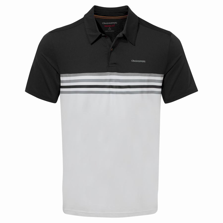 Craghoppers NosiLife Pro Lyhyt Sleeved Polo Miesten T-paidat Mustat Valkoinen | HWS962CD