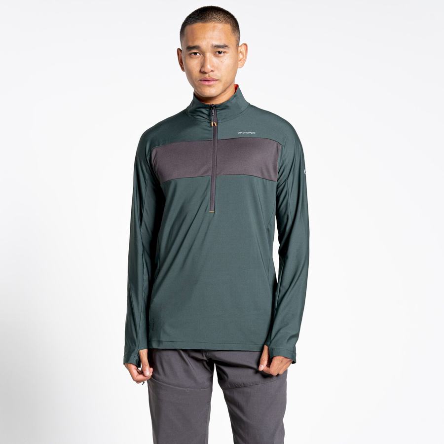 Craghoppers NosiLife Valens Half Zip Top Miesten T-paidat Vihreä | TOW5599JQ