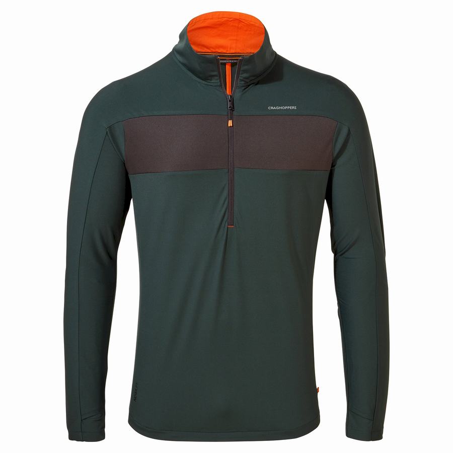 Craghoppers NosiLife Valens Half Zip Top Miesten T-paidat Vihreä | TOW5599JQ